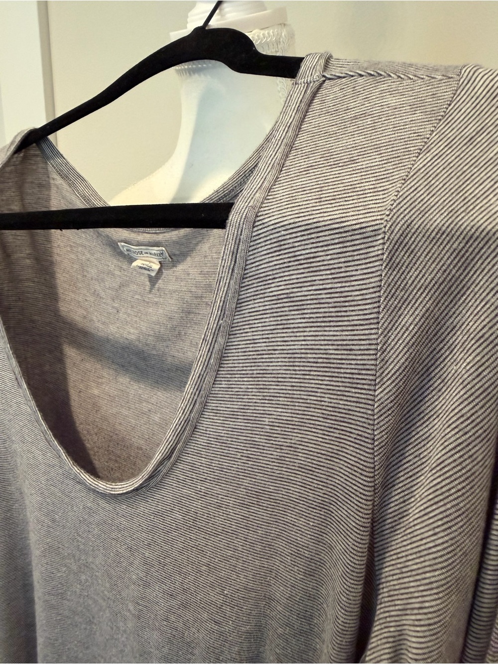 Melrose and Market Scoop Neck Long Sleeve Top - Light Gray - Picture 2 of 2